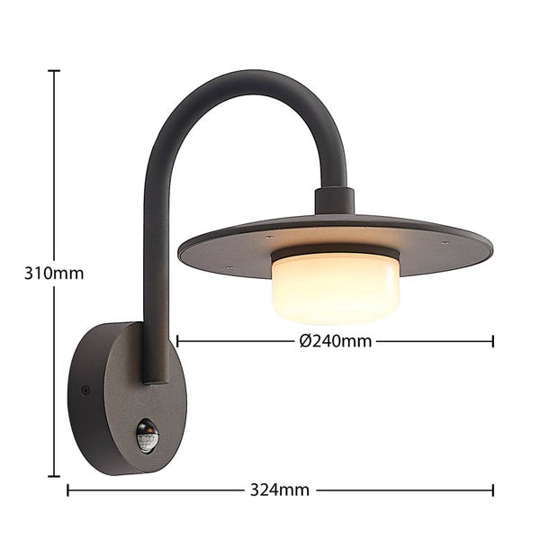Lucande Wandleuchte außen Zamalino mit Bewegungsmelder (spritzwassergeschützt (Modern) in Schwarz aus Aluminium (1 flammig, GX53) - Wandlampe für Außenwand/Hauswand Haus Terrasse und Balkon