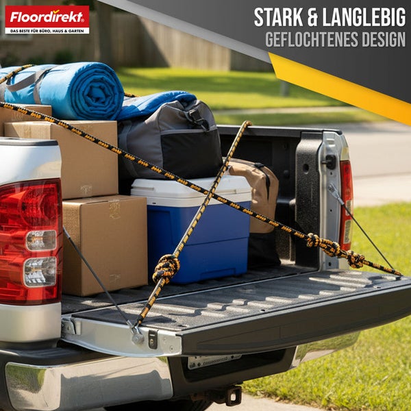 Ladungssicherung mit Expanderseil auf einer LKW-Ladefläche