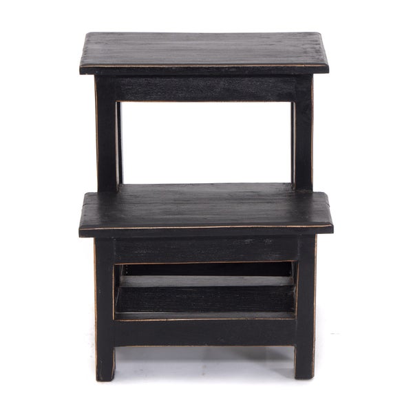 Trittleiter STEP Recyclingholz zweistufig  09 voodoo - schwarz