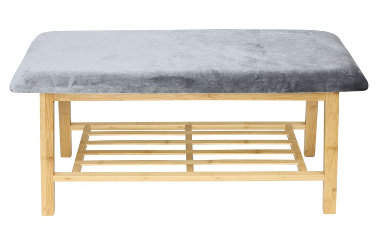 FRANK FLECHTWAREN | Sitzbank Modern, BAMBUS, POLYESTER, MDF, SCHAUMSTOFF, 90 x 34 x 45 cm