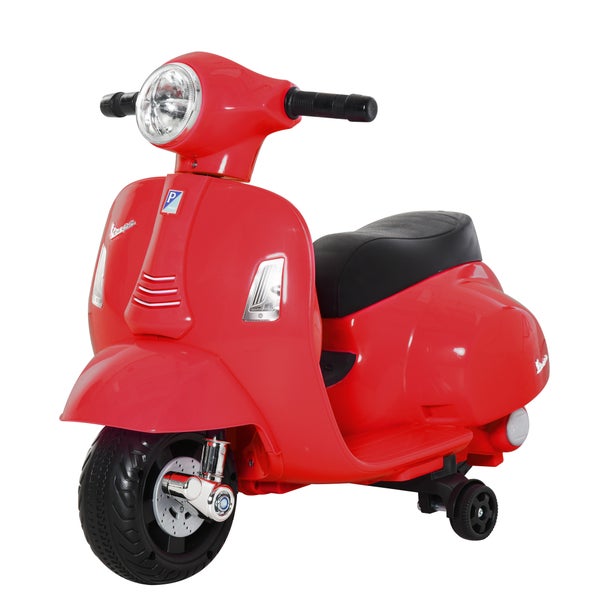 HOMCOM VESPA Elektromotorrad, 18-36 Monate, 3 km/h, LED-Licht Sound, 66,5 x 38 x 52 cm, Kunststoff, Metall, Rot