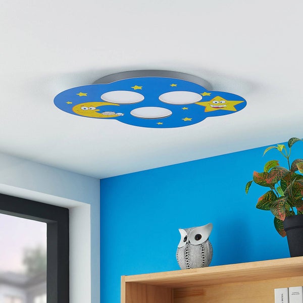 Kinderzimmer Deckenleuchte mit Stern-, Mond- und Wolkenmotiven