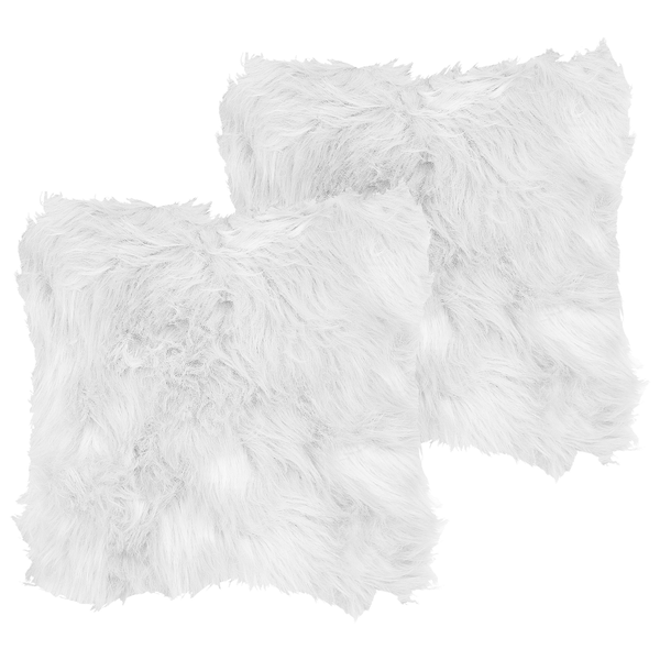 Dekokissen 2er Set LUBHA Webpelz 42 x 42 cm Weiß Ohne Muster