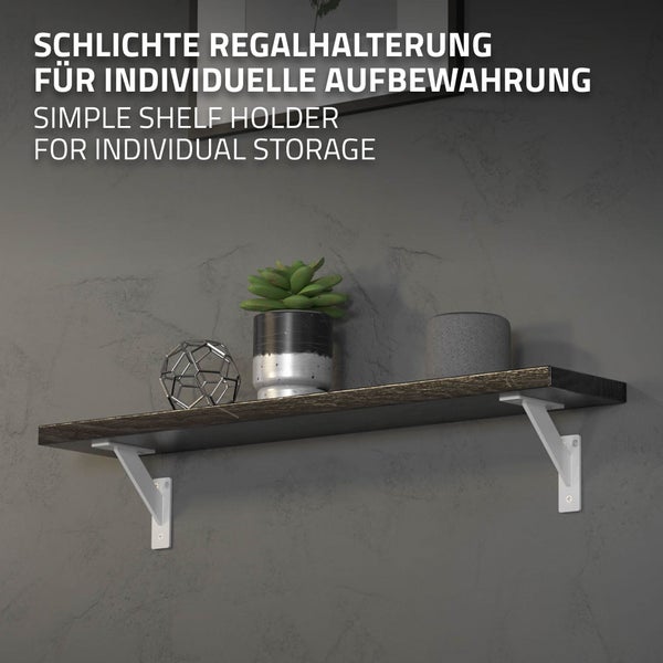 ML-Design 4 Stück Regalhalterung 120x120 mm, Weiß, Aluminium, Schwebende Regalhalterungen, Regalwinkel, Wandhalterung für Regalbrett, Regalträger für Wandmontage, Wandregal Wandkonsole Regalstütze