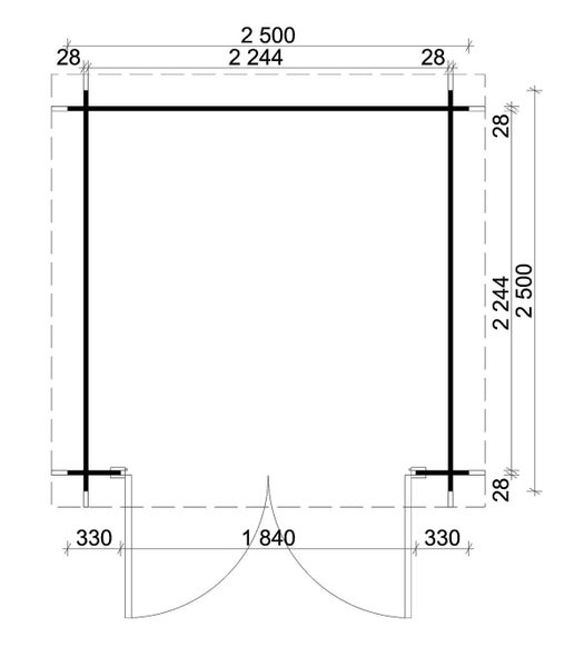 Alpholz Gartenhaus Bremen-28 A Gerätehaus aus Holz, Geräteschrank mit 28 mm Wandstärke, Gartenhaus mit Montagematerial, Naturbelassen 2,5x2,5m