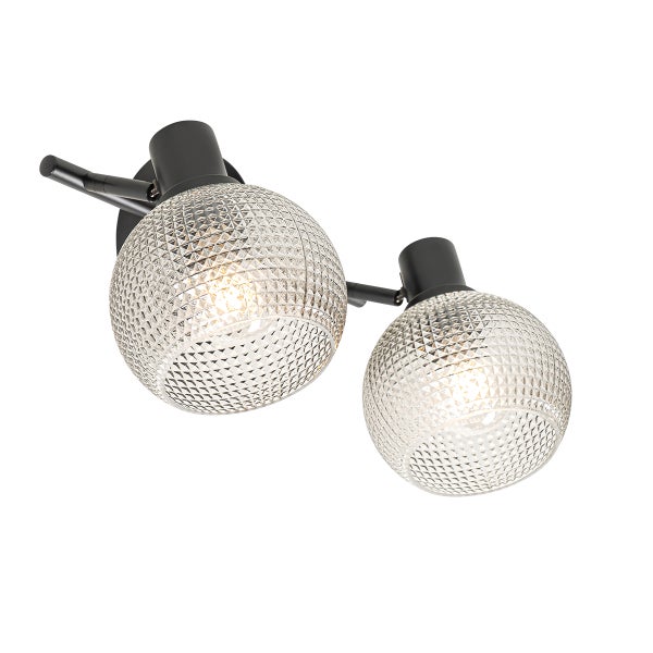 Deckenleuchte mit zwei Lampen aus Glas und Metall