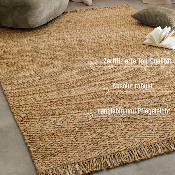 Dhurry Jute-Teppich – handgewebt, schwer, strukturiert 80x150 cm