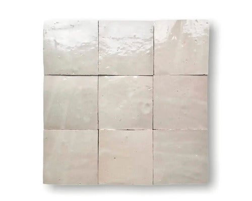 Handgefertigte Wandfliese Zellige Alhambra 22 Sable 10x10cm glänzend