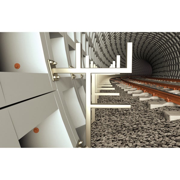 Tunnelbauweise mit Gleisen und Stützwänden
