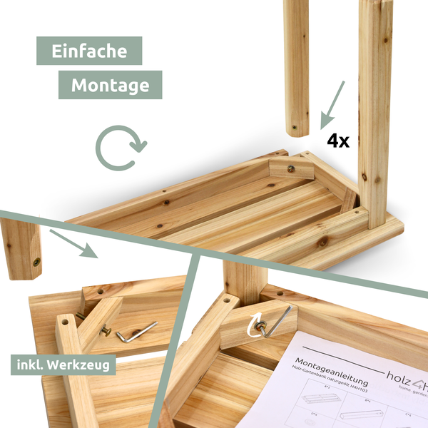 holz4home Gartenbank aus Tannenholz Bis zu 150 Kg Traglast Holzbank 118cm langNatur