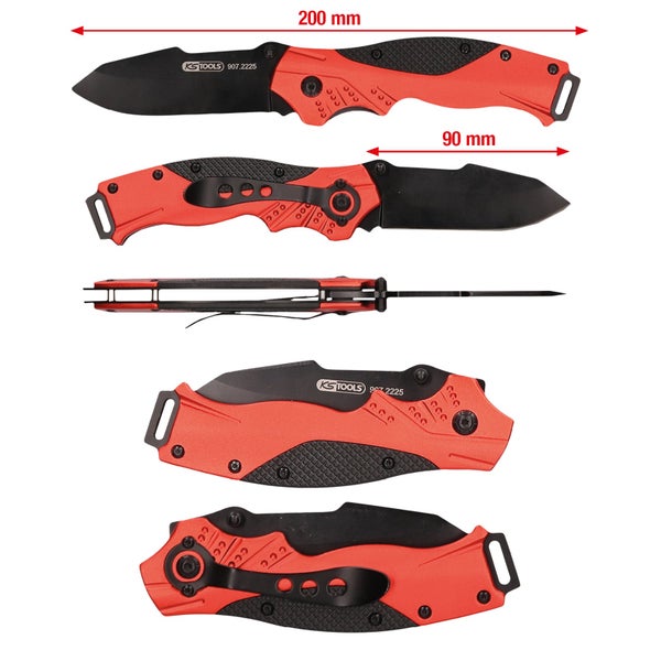 KS Tools Taschenmesser, 200 Millimeter Länge geöffnet, 90 Millimeter Klingenlänge