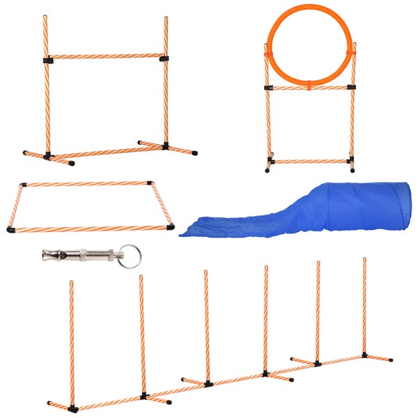 PawHut Agility-Ausrüstung, 328L x 67B x 93H cm, PE, kunststoff, ABS, Orange+Weiß+Blau