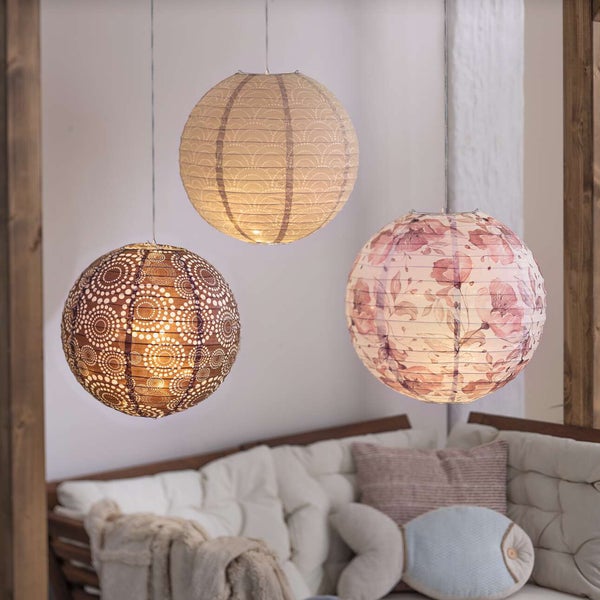 FRANK FLECHTWAREN | Lampion Harmony, 3er Set, METALL, PAPIER, Ø 30 cm, Ø 40 cm