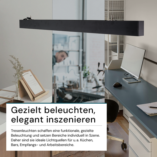 LUXULA LED Büroleuchte 120cm Tresenleuchte Schwarz Up&Down Light Hängeleuchte UGR<19 CCT Pendelleuchte erweiterbar Warm-Kaltweiß