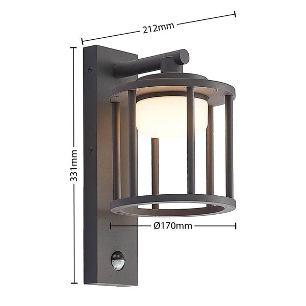 Lucande Wandleuchte außen Berenike mit Bewegungsmelder (spritzwassergeschützt (Modern) in Alu aus Aluminium (1 flammig, GX53) - Wandlampe für Außenwand/Hauswand Haus Terrasse und Balkon