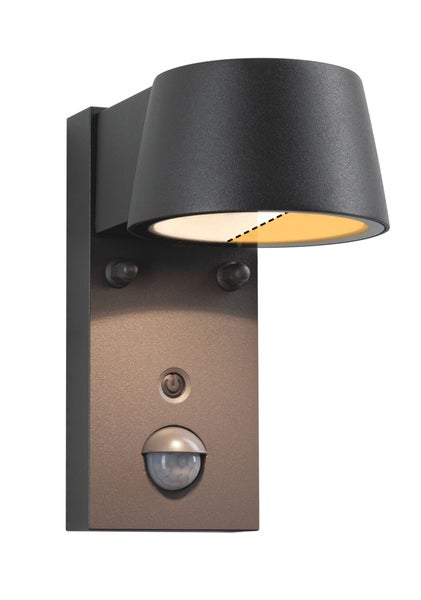 LED Außenwandleuchte Capea Dämmerungsgesteuerter Bewegungsmelder (IR) insektenfreundlich IP44 96x153mm Tunable Warm 6W 450lm 230V 98° Anthrazit Aluminium