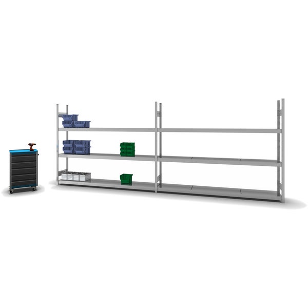 PROREGAL Weitspannregal Stecksystem T-Profil Grundregal HxBxT 200x250x40 cm 3 Ebenen Stahlplatten Fachboden Fachlast 350 kg Verzinkt