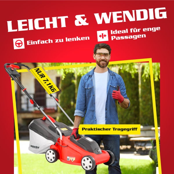 Roter Rasenmäher Hecht mit Tragegriff und geringem Gewicht