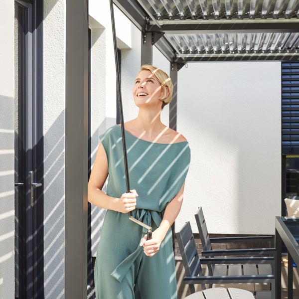 Home Deluxe - Lamellenpavillon - CANNES, Maße: 400 x 303 x 223 cm, inkl. Handkurbel, Gestell: Aluminium I Terrassenüberdachung Pergola Sonnenschutz