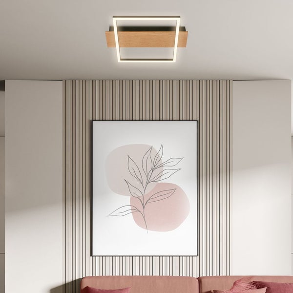 LED Deckenlampe Holz Deckenleuchte Wohnzimmer Schlafzimmer Warmweißes Licht