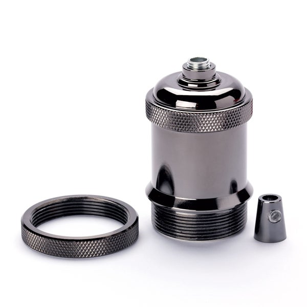 Dekorative Lampenfassung E27, Industrial-Style, Schwarz Gunmetall