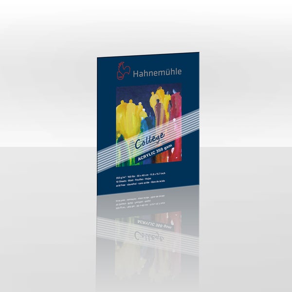 Hahnemühle College Acrylmalblock, 350 Gramm pro Quadratmeter, 10 Blatt, Format 30 mal 40 Zentimeter, säurefrei.