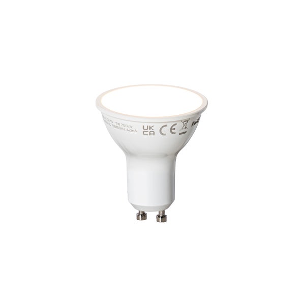 LED-Leuchtmittel mit GU10 Sockel, 7 Watt, 700 Lumen, Reflektorform.