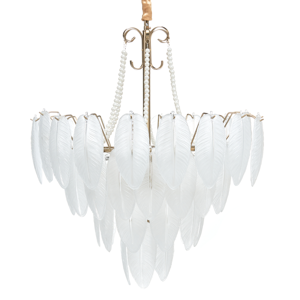 Federleuchter mit Perlenkette