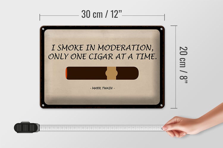 Blechschild Spruch 30x20cm i smoke in moderation only cigar
