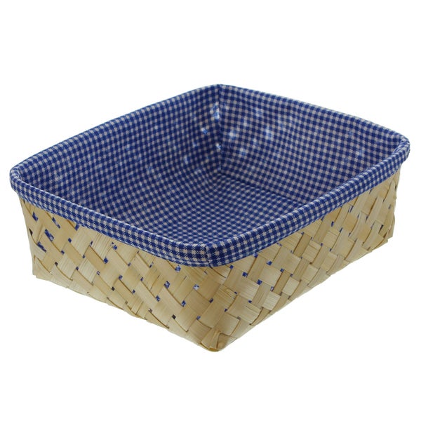FRANK FLECHTWAREN | Bambusschale Blau kariert, BAMBUS, 27 x 24 x 8 cm