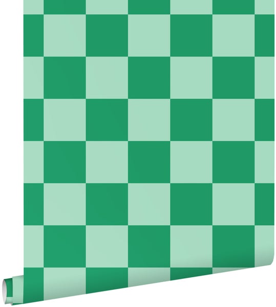 ESTAhome Tapete Karomuster Mintgrün und Grün - 53 cm x 10.05 m - 130916