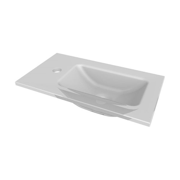 Fackelmann LUNA Gäste-WC Set 2 Teile – Waschtischunterschrank in Anthrazit mit Waschbecken aus Glas in Weiß – SBC Waschbeckenunterschrank schmal – Türanschlag rechts – 45 cm breit