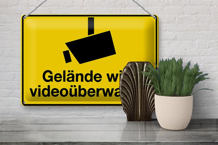 Blechschild Spruch 30x20cm Gelände wird videoüberwacht