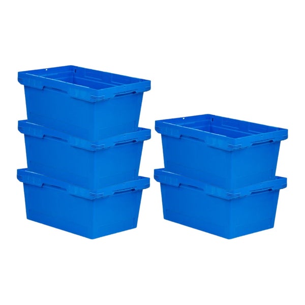 PROREGAL Mega Deal 5x Conical Mehrweg-Stapelbehälter Blau HxBxT 27,3 x 40 x 60cm 47 Liter Lagerbox  Eurobox  Transportbox  Transportbehälter