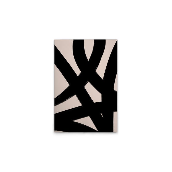 Abstraktes Gemälde mit schwarzer Strichzeichnung