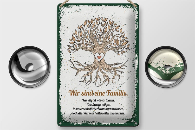 Blechschild Spruch Wir sind Familie alles zusammen 20x30cm