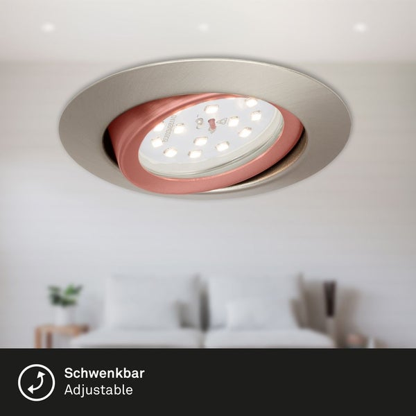 3er Set LED Einbauleuchte, Ø 8,2 cm, 3,5 W, Matt-Nickel, Briloner Leuchten