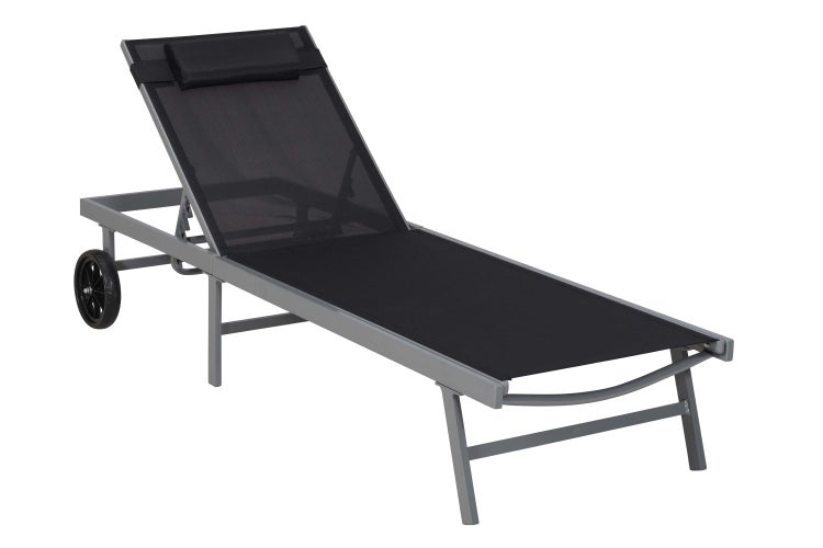 Gartenliege mit Rollen und Kopfkissen
