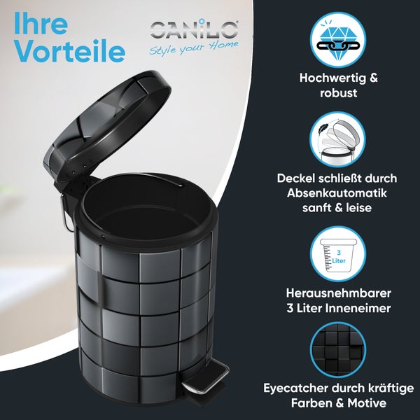 Treteimer aus Metall mit drei Litern Fassungsvermögen