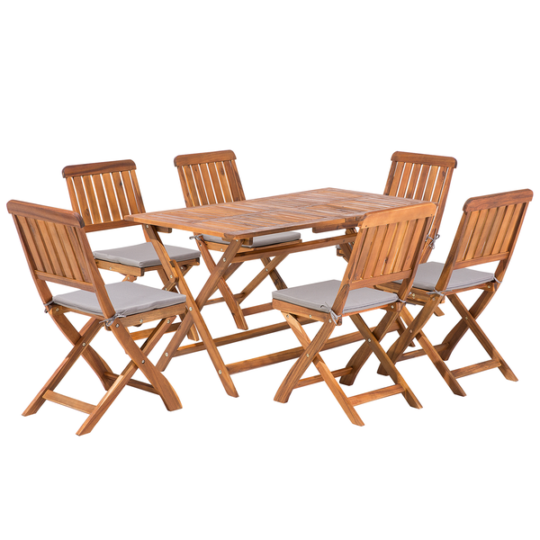 Gartenmöbel Set 6-Sitzer CENTO inkl. Kissen Akazienholz Braun