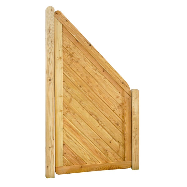 Holzzaun-Element mit schräg verlaufenden Brettern