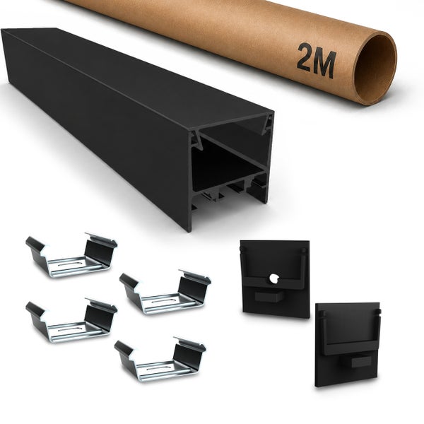 LED Aluminiumprofil Set mit 2 Meter Schiene, Montageklammern und Endkappen für LED Streifen