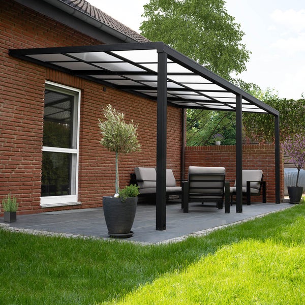 Home Deluxe - Terrassenüberdachung SOLIS DELUXE - 579 x 295 x 233 / 272 cm - inkl. Schiebedachfunktion - inkl. Hohlkammerplatten, Montagematererial I Pergola Überdachung Terrassendach