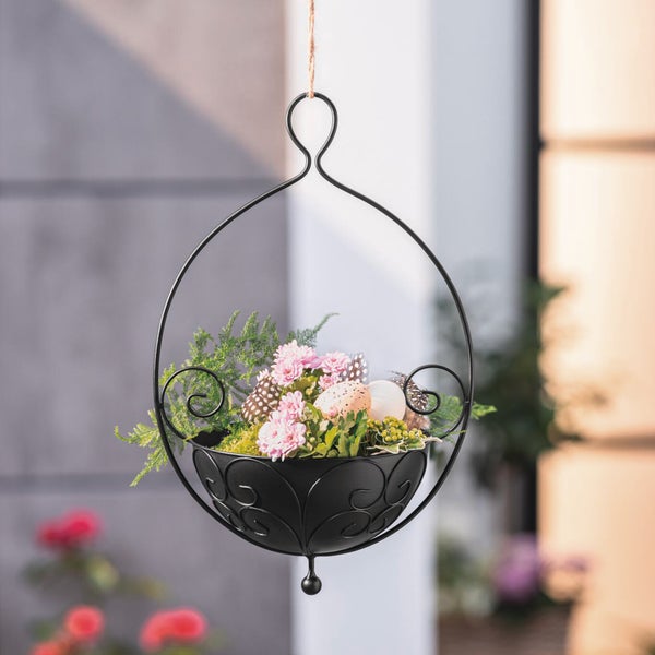 FRANK FLECHTWAREN|Pflanzampel Ranken, 27 x 20 x 42 cm, METALL