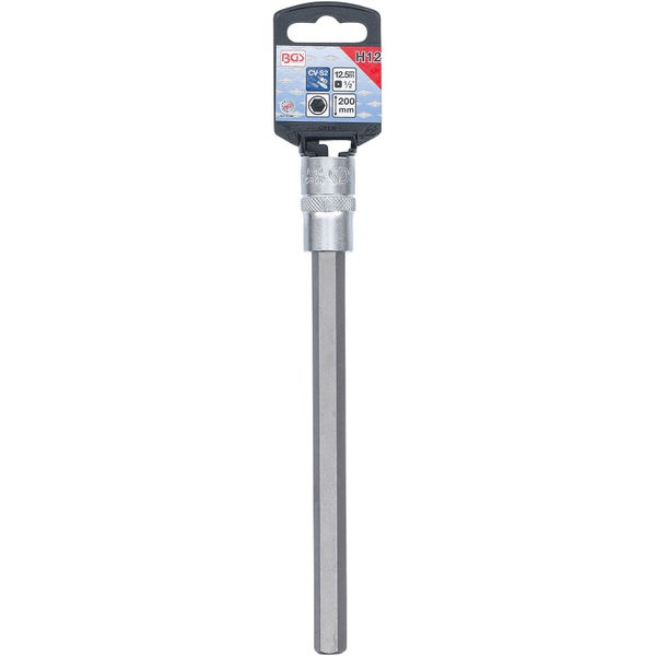 BGS Bit-Einsatz Länge 200 mm Antrieb Innenvierkant 12,5 mm (1/2) Innensechskant 12 mm - 4280