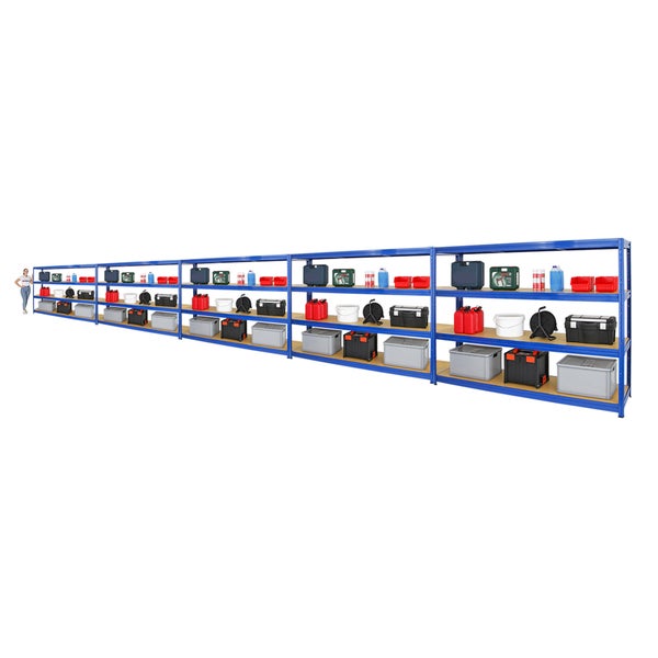PROREGAL Mega Deal 5x Schwerlastregal Dino HxBxT 180 x 240 x 60 cm Fachlast 450 kg Blau