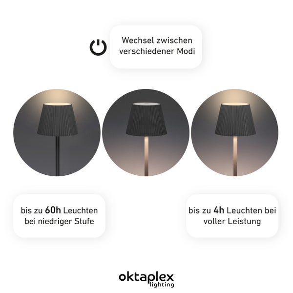 Vero LED Akku Tischlampe dimmbar warmweiß 200lm Tischleuchte kabellos für drinnen und draußen 37cm Höhe anthrazit