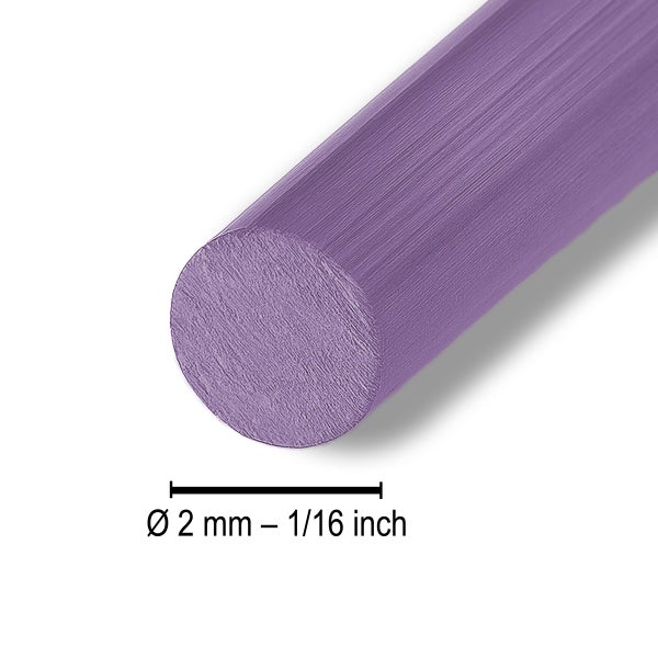 Rundprofil mit einem Durchmesser von 2 Millimeter oder 1/16 Zoll.