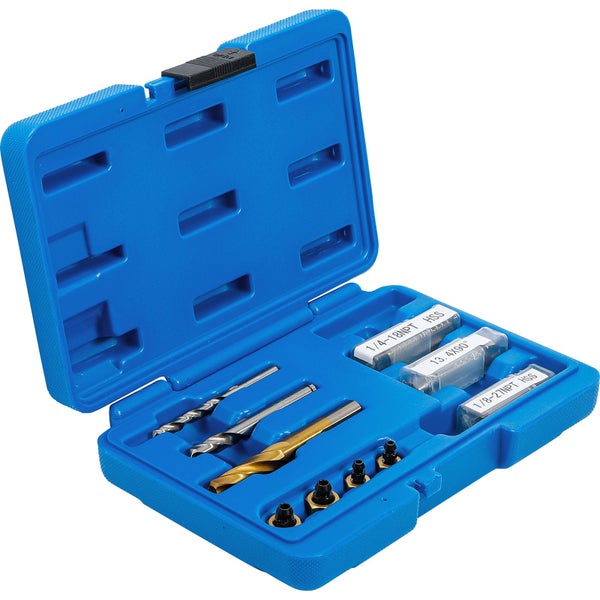 Schraubenausdreher Set im geöffneten, blauen Kunststoffkoffer