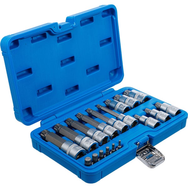 BGS Bit-Einsatz-Satz Antrieb Innenvierkant 6,3 mm (1/4) / 12,5 mm (1/2) Innenvielzahn (für XZN) 18tlg. - 5172